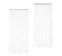 Relaxdays Rideau Fils, Lot de 4, Rideau de Porte ou fenêtre, 90x245 cm, Rideau Spaghetti, pour Tringle, Peut être Raccourci, Blanc