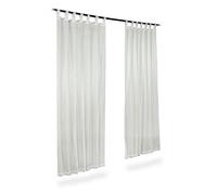 Relaxdays Rideaux avec passants lot de 2 rideaux unis transparents en polyester HxlxP: 245 x 140 x 0,1 cm, crème
