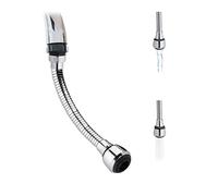 Relaxdays Robinet rallonge, Flexible, 2 Types de Jets, économiseur Eau, rallonge, 4 filières,30cm de Large,argenté