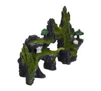Relaxdays Rocher décoratif pour aquarium – Aspect naturel, cachette – 17 x 23,5 cm, Noir-Vert