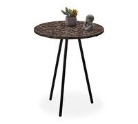 relaxdays Ronde mosaïque, d’appoint, Décorative, Table de Jardin, Fait Main, HxD: 50 x 41 x 16 cm, Marron, Fer, MDF, Verre, Nid d'abeille, 50 x 41 x 41 cm