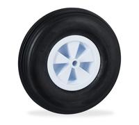 Relaxdays Roue de brouette 3.50-6, Caoutchouc, Jante en Plastique, Rechange, increvable, 100 kg Max., Noir - Blanc