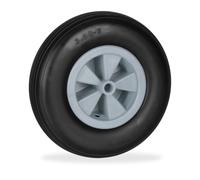 Relaxdays Roue de brouette 3.50-6, Caoutchouc, Jante en Plastique, Rechange, increvable, 100 kg Max., Noir - Gris