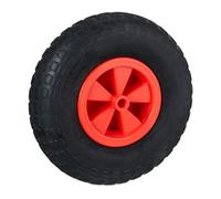 Relaxdays Roue de brouette 3.50-6, Caoutchouc, Jante en Plastique, Rechange pour Chariot, Jusqu’à 100 kg, Noir - Rouge