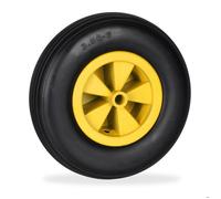 Relaxdays Roue de brouette 3.50-6, Caoutchouc, Jante en Plastique, Rechange, increvable, 100 kg Max., Noir - Jaune