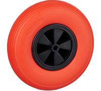 Relaxdays Roue de brouette 3.50-6, Caoutchouc, Jante en Plastique, pour Chariot, Robuste, Jusqu’à 100 kg, Noir - Rouge