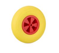 Relaxdays Roue de brouette 3.50-6, Jante, Caoutchouc (PU), Plastique (PP), Robuste, Charge Max. : 100 kg, Jaune et Rouge