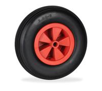 Relaxdays Roue de brouette 3.50-6, Pneu en Caoutchouc, Jante Plastique PP, increvable, Charge Max. 100 kg, Rouge et Noir