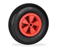 Relaxdays Roue de brouette 3.50-6, Pneu en Caoutchouc, Jante Plastique PP, increvable, Charge Max. 100 kg, Rouge et Noir