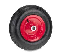 Relaxdays Roue de brouette, 3.50-6, pneumatique, 2PR, Charge maximale : 120 kg, avec Valve, Jante en Acier, Rouge/Noir
