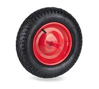 Relaxdays Roue de brouette 3.50-8 avec axe Fixe, Jante en Acier, capacité de Charge Max. : 120 kg, Noir et Rouge