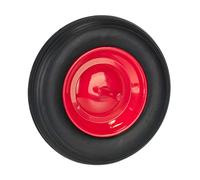 Relaxdays Roue de brouette 3.50-8 avec axe Fixe, Pneu PU, Jante en Acier, Charge maximale : 100 kg, Noir et Rouge