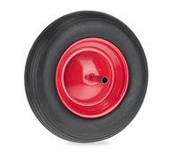 Relaxdays Roue de brouette 3.50-8 avec axe Fixe, Pneu PU, Jante en Acier, Charge maximale : 120 kg, Noir et Rouge