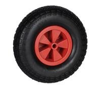 Relaxdays Roue de brouette, 4.00-6, Caoutchouc, Jante en Plastique, increvable, Charge maximale : 100 kg, Noir/Rouge