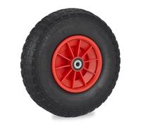 Relaxdays Roue de brouette 4.00-6, Caoutchouc, Jante en Plastique, pour Chariot, Robuste, Jusqu’à 100 kg, Noir - Rouge