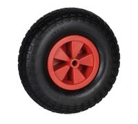 Relaxdays Roue de brouette, 4.00-6, Caoutchouc, Jante en Plastique, increvable, Charge maximale : 100 kg, Noir/Rouge