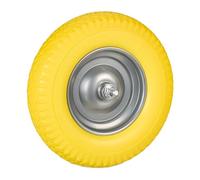 Relaxdays Roue de brouette 4.00-8, Caoutchouc, avec axe, Rechange Diable, Robuste, Charge Max. de 100 kg, Jaune - Gris