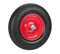 Relaxdays Roue de brouette 4.00-8, Caoutchouc, avec axe, Rechange Diable, Robuste, Charge Max. de 100 kg, Noir - Rouge