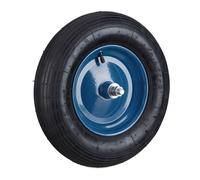 Relaxdays Roue de brouette avec axe 4.80 4.00-8, pneumatique, Jante en Acier, Charge maximale : 120 kg, Noir/Bleu