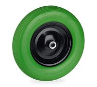 relaxdays Roue de brouette 4.80 4.00-8 de Rechange, en Caoutchouc Plein, Jante Acier, increvable, 120 kg, Vert/Noir