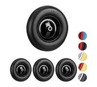Relaxdays Roue de brouette 4.80 4.00-8, Lot de 4, Roue Caoutchouc, Roue de Secours, Jante, pneus Diable 100 kg Charge, Noir