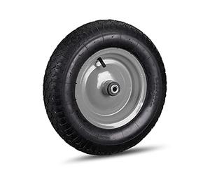 Relaxdays Roue de brouette 4.80 4.00-8, Lot de 4, Roue de Rechange, cauoutchouc, Jante en Acier, 120 kg, 12 adaptateurs, Noir-Gris