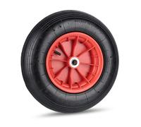 Relaxdays Roue de brouette 4.80/4.00-8, pneumatique, Jante en Acier, Charge maximale : 120 kg, avec Valve, Noir et Rouge