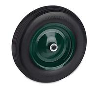 relaxdays Roue de brouette 4.80 4.00-8 Rechange, Pneu Caoutchouc Plein, Jante Acier, Charge 120 kg, Noir/Vert