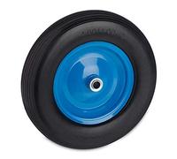 Relaxdays Roue de brouette 4.80 4.00-8 Rechange, Pneu Caoutchouc Plein, Jante Acier, Charge 120 kg, Noir/Bleu
