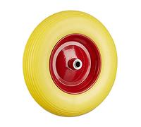 Relaxdays Roue de brouette 4.80 4.00-8, roue en caoutchouc, roue de secours, pneus de diable 100 kg charge, jaune rouge