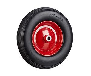 Relaxdays Roue de brouette 4.80 4.00-8, roue en caoutchouc, roue de secours, pneus de diable 100 kg charge, noir rouge