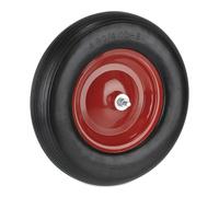 Relaxdays Roue de brouette avec axe 4.80 4.00-8, Caoutchouc, Jante en Acier, Pneu Rechange, increvable, Noir/Rouge