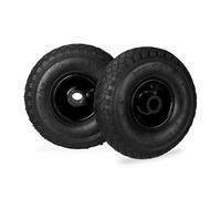 Relaxdays Roue de brouette caoutchouc 100 kg, lot de 2, roue de rechange, pour axe de 25 mm, 3.00-4, noir