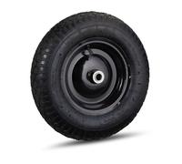Relaxdays Roue de brouette caoutchouc 120 kg, roue de rechange avec axe, caoutchouc essieu 4.80 4.00-8, noir