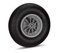 Relaxdays Roue de brouette Caoutchouc 200 kg, Roue de Rechange axe, Caoutchouc essieu 4.00-6, 3 adaptateurs, Noir-Gris, 32.5 x 32.5 x 9.5 cm