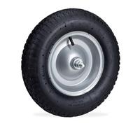 Relaxdays Roue de brouette caoutchouc 200 kg, roue de rechange axe, jante essieu 4.80 4.00-8, noir