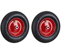 Relaxdays Roue de brouette Caoutchouc 200 kg, Roue de Rechange sans axe, Caoutchouc essieu 4.80 4.00-8, Noir-Rouge, 1 pièce (Lot de 2)