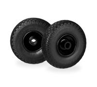 Relaxdays Roue de brouette caoutchouc 3.00-4"" 2x roue de rechange pour axe de 25 mm 260x85 mm noir