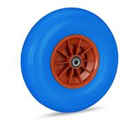 Relaxdays Roue de brouette caoutchouc 4.00-6, de rechange axe, bleu-rouge | increvable, essieu, 3 adaptateurs, 100 kg