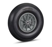 Relaxdays Roue de brouette caoutchouc 4.00-6, de rechange axe, increvable, essieu, 3 adaptateurs, 100 kg, noir-gris