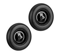 Relaxdays Roue de brouette Caoutchouc, Lot de 2, Roue de Rechange avec axe, 4.80 4.00-8, Caoutchouc PU essieu 100 kg, Noir