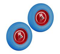 Relaxdays Roue de brouette Caoutchouc, Lot de 2, Roue de Rechange avec axe, 4.80 4.00-8, Caoutchouc PU essieu 100 kg, Bleu Rouge