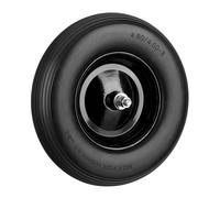 Relaxdays Noir brouette, Roue de Rechange avec axe, 4.80 4.00-8, Caoutchouc PU essieu 100 kg