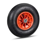 Relaxdays Roue de brouette, Lot de 2, Caoutchouc, Roue de Rechange axe, Caoutchouc essieu 4.00-6, 3 adaptateurs, Noir-Rouge