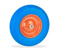 Relaxdays Roue brouette 4.80 4.00-8 Pneu Rechange Caoutchouc increvable Jante Acier, Charge 120 kg, Bleu/Orange