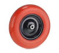 relaxdays Roue de brouette PU 4.80 4.00-8, Pneu en Caoutchouc Plein avec Jante en Acier, increvable, Rouge/Noir