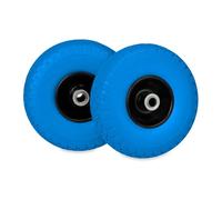 Relaxdays Roue de Diable, 3.00-4, lot 2, Caoutchouc PU, Jante en Acier, Robuste, Charge maximale : 100 kg, Noir et Bleu