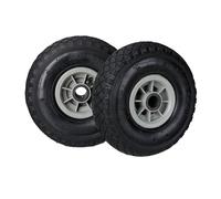 Relaxdays Roue de Diable, Lot de 2, Roues de brouette, Rechange, 3.00-4, Caoutchouc, 260x85 mm, essieu 25 mm, 80 kg, Noir-Gris