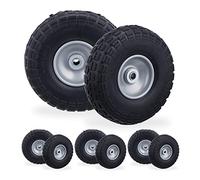 Relaxdays Roue de Diable, Lot de 8, en Caoutchouc, increvables, 260 x 85, essieu de 16 mm, 4.1/3.5-4, jusqu'à 150 kg, Gris-Noir