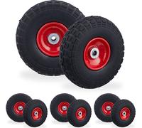 relaxdays Roue de diable PU en set de 8 noir-rouge